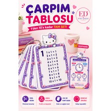 Etiket Dükkanı Çarpım Tablosu Eğitici Kart Seti Sevimli Kedi (1-10) | Özel Kesim 350 gr Kart