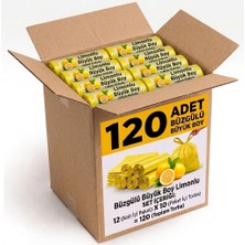 Liva Ambalaj Büzgülü Büyük Boy Limonlu Kokulu Çöp Torbası 120 Adet (12 Paket x 10 Adet)