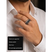 Herşey Nota Skull Legion Adjustable Men's Ring Kuru Kafa Sıralı Ayarlanabilir Erkek Yüzüğü