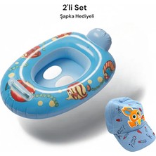 Mustran 2'li Set Bebek Deniz Simidi Güneş Şapka Hediyeli Çocuk Havuz Simidi | 10 × 7 cm Bacak Geçişi