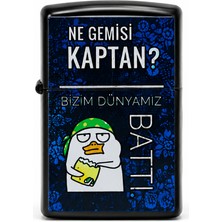 Onr Store Baskılı Benzinli Metal Çakmak – Klasik Kapaklı Doldurulabilir Çakmak