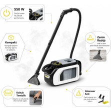 Karcher Compact Floor Halı Yıkama Makinesi 550W Halı, Koltuk ve Sert Zeminde 3'ü 1 Arada Derin Temizlik, Alman Teknolojisi