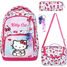 Bodmar Çanta Since 2023 Kedi Katty Cat  Desenli Üçlü Çocuk Ilkokul Okul Çantası Seti(Çanta Termal Beslenme Çantası Kalemlik)