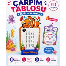 Etiket Dükkanı Çarpım Tablosu Eğitici Kart Seti Denizaltı Standlı (1-10)