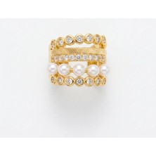 Fashion Inci ve Zirkon Taşlı Çok Sıralı Gold/silver Ear Cuff Kulak Kıkırdak Küpesi (Deliksiz)
