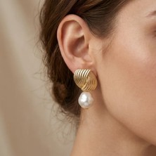 Fashion Barok Inci Detaylı Gold Kadın Küpe