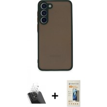 Marsilyan™- Galaxy S23 Plus Kılıf Ahenk Çizgi Serisi - Siyah 6d Mat Seramik Hayalet Nano Ekran Koruyucu + Kamera Lens Koruma Cam - Sf