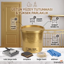CAXCOLORS Cax Colors Parlak Boya 1 L - Panel Kapı, Demir ve Ahşap Boyası (Yüksek Tutunma & Üstün Parlaklık) 5'li Hediye Set