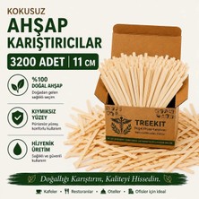 Treekit Ahşap Çay Karıştırıcı 3200 Adet 11 cm Doğal Tek Kullanımlık Kahve Karıştırıcı
