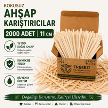 Treekit Ahşap Çay Karıştırıcı 2000 Adet 11 cm Toptan Paket Doğal Tek Kullanımlık Kahve Karıştırıcı