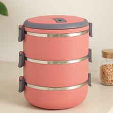 TKÇ 3'lü Sefer Tası Saklama Kabı 1.8 L Koyu Pembe