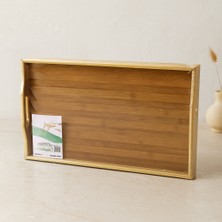 TKÇ Bambu Dikdörtgen Sunum Tepsisi 50X30 cm Ayaklı