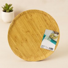 TKÇ 38 cm Yuvarlak Bambu Servis Tepsisi Sunum Tahtası