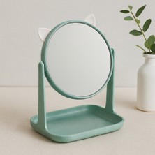 TKÇ Yuvarlak 15 cm Plastik Makyaj Aynası (Kulaklı, Sepetli)