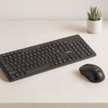 Akıllı Bayi Kablosuz Multimedya Klavye ve Mouse Seti (Q Klavye) - Siyah Aby
