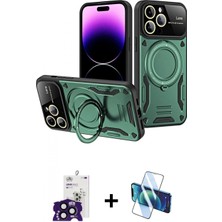 Marsilyan™- iPhone 16 Pro Max Kılıf Kıvılcım Modern Serisi - Siyah 3D Antistatik Cam Ekran Koruyucu + Bilvis Titan Kamera Lens - Sh
