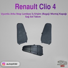 AutoPit 3D Renault Clio 4 Uyumlu Arka Stop Lambası Iç Erişim (Bagaj) Montaj Kapağı Takımı (Sağ + Sol)