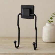 Siyah Metal Sarkık Askı 2'li - Güçlü Yapışkanlı (8X9X19 Cm)