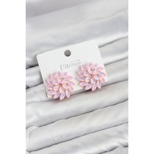 Sylar Pembe Renk Kristal Taşlı Çiçek Model Kadın Küpe