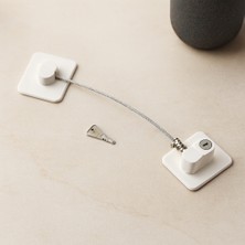 Ulora Emniyet Kilidi Halatlı 5X6CM Yapışkan Plaka (Beyaz/siyah)