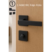 Compact Lama Kare Rozetli Siyah Wc Kapı Kolu