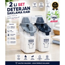 Empressco 2’li Gri ve Füme 1900 ml Hava Almaz Toz Deterjan Saklama Kabı