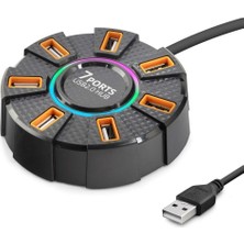 Uravas Store USB Hub Rgb 7 Port 480 Mbps 1.2 M Siyah HDX7035