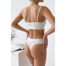 Zenviaa Kadın Ekru Çıkarılabilir Pedli Fitilli Dantelli Bralet Takımı Zenviaamm