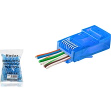 Uravas Store Cat6 Ez RJ45 Konnektör - 100 Adet Mavi / Ekonomik Poşet Paket ND2412