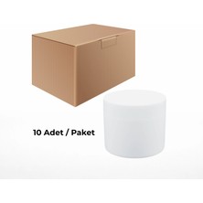 Labbakkal Plastik Numune Kabı 300 ml 10 Adet - Vida Kapaklı Beyaz Krem Kavanozu