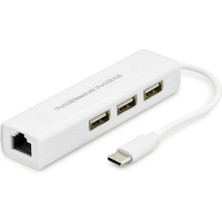 Uravas Store Type-C 3.1 Hub Ethernet 4 Port Beyaz HDX7007