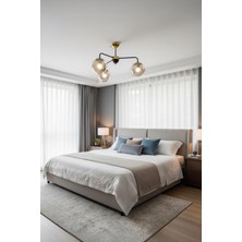 Elizim Home Lighting Mercan 3 Toplu Siyah Kollu Gold Detaylı Avize