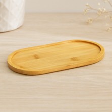 Akıllı Bayi Oval Bambu Yağdanlık Altlık Ahşap Mini Tepsi 20X10X0.8 cm
