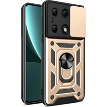 Karahanbey M6 Pro 4g Kılıf Pars Lens Yüzüklü Silikon - Gold