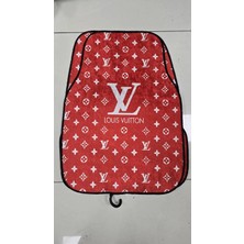 Şimika Lv Kırmızı Beyaz Desenli Desen Kaymaz Taban Dekoratif Oto Halı Paspas Üniversal Yıkanabilir Her Araca Uyumlu