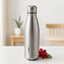 Gees Global 500 ml Paslanmaz Çelik Şişe Termos (Krom, Kaydırmaz Taban)