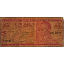 Banknoting Kongo 50 Frank 1970 Pick 11B. Sağ Üst Köşede Ufak Kopma Var. Sararmış. Nadir.