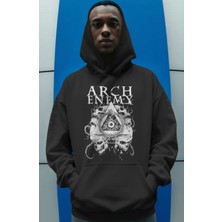Sevbano Arch Enemy Rock Metal Müzik Grubu Ön Baskılı Unisex Oversize Premium Hoodie