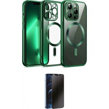 Marsilyan™- iPhone 12 Pro Kılıf Nova Işık Özel Seri - Siyah 3D Antistatik Hayalet Cam Ekran Koruyucu