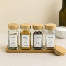 Ulugo 4'lü Cam Baharatlık Seti 120 ml Bambu Kapak