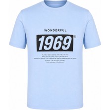 Trender Baskı Süpreme Mavi Erkek T-Shirt 226-22 1969