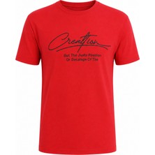 Trender Creativizm Baskı Süpreme Kırmızı Erkek T-Shirt 226-16