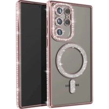 TKÇ Mey Ithalat®  Samsung Galaxy S23 Ultra Joke Simli Magneticsafe Kılıf - Pembe