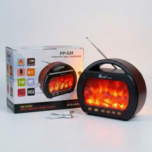 Empressco Şömine Tasarımlı Nostaljik Radyo ve El Fenerli Model, Şık ve Fonksiyonel