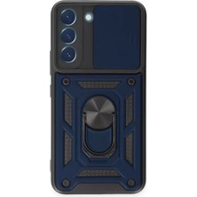 Nemere Mey Ithalat®  Samsung Galaxy S24 Kılıf Pars Lens Yüzüklü Silikon - Lacivert