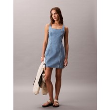 Calvin Klein Scoop Neck Dress Evenıng Blue