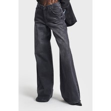 It's Basic Kadın Koyu Füme Renk Hera Palazzo Fit Bol Kesim Denim Jean