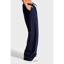 It's Basic Kadın Indigo Renk 7W450 Rahat Kumaş Bol Kesim Denim