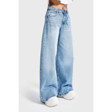 It's Basic Kadın Kot Rengi 4S527 Süper Palazzo Fit Bağcıklı %100 Koton Denim Jean