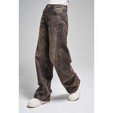 It's Basic Kadın Kahve Renk 2W470 Bol Kesim Tasarım Denim